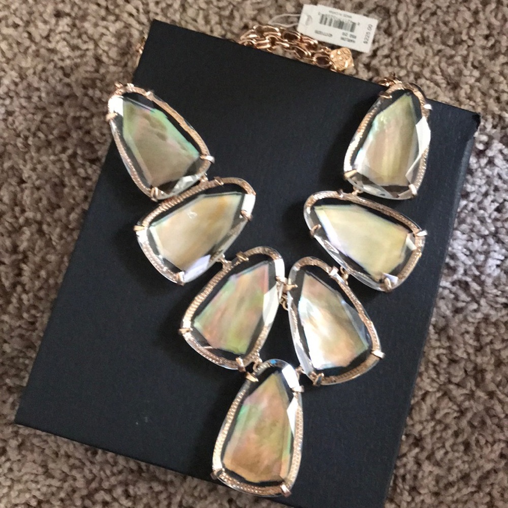 NWT New Kendra Scott Harlow Gold Chain Abalone Large Statement Necklace Rare